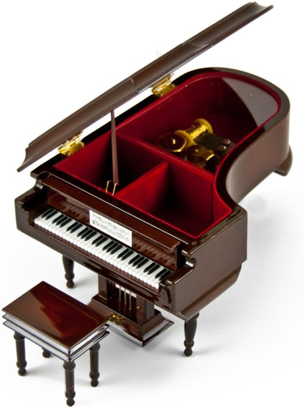 Sophisticated 30 Note Miniature Musical Matte Brown Grand Piano with Bench - Danny Boy