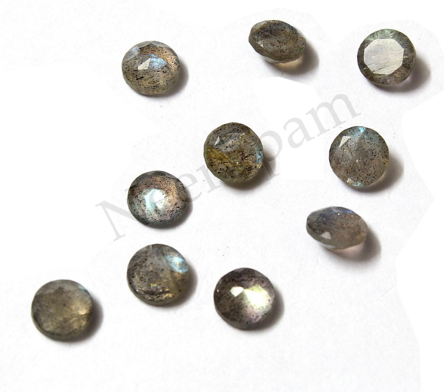 Neerupam Collection 6 mm Size Grey Color Natural African Labradorite AA Quality Faceted Round Shape Loose Gemstones