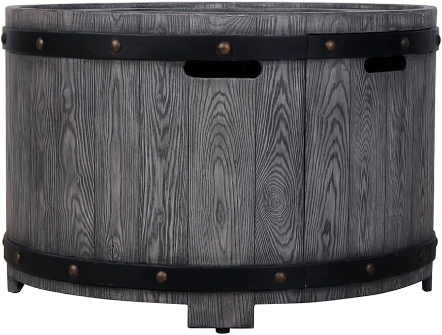 Product Faux Wood Grain Gas Fire Pit Table, Create A Wild Joy Resort On Your Patio with This Fire Pit Table, Antique Black
