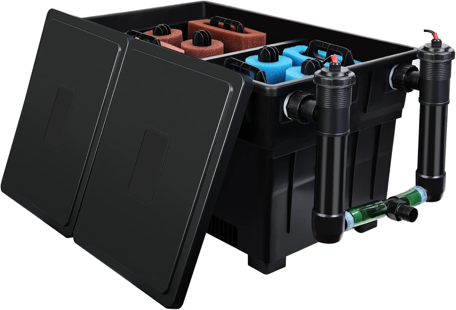 Koi Pressure Filter, Pool Flow Fish Pond Filter with 10 Filter Sponge, Fit up to 8000 Gallons(Pond Filter)