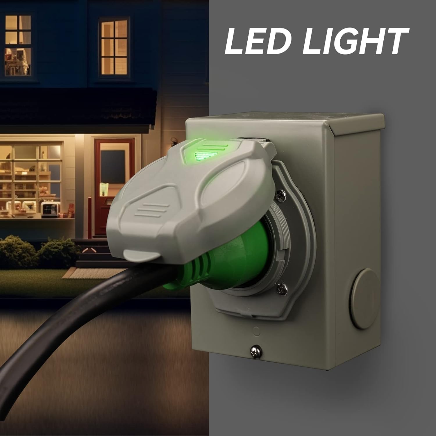 RVMATE 4 Prong 30 Amp Generator Cord (50FT) and Pre-Drilled Power Inlet Box Waterproof Combo Kit, NEMA L14-30P to L14-30R Generator Cord with NEMA L14-30P Generator Inlet, ETL Listed