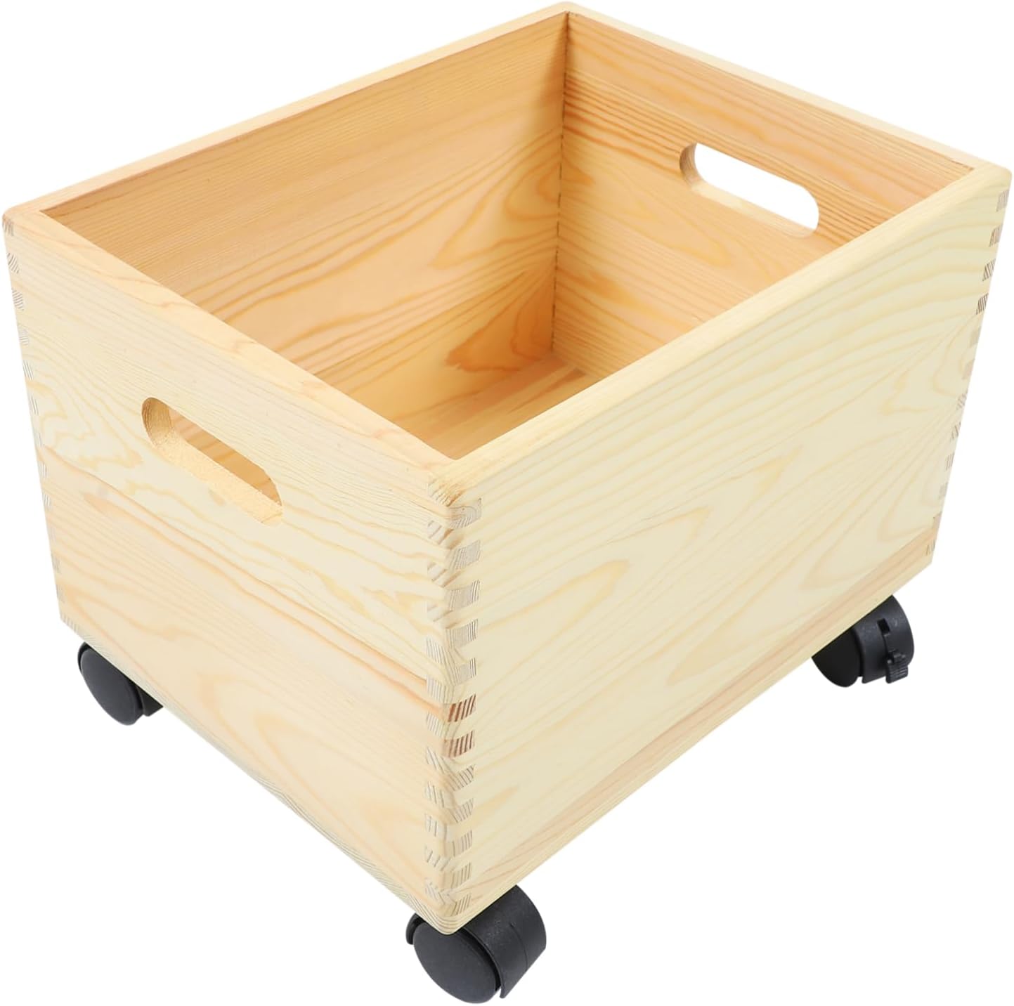 POPETPOP Rolling Wooden Storage Box Wheels Large Capacity Household Organizer Multi-functional Sundries Holder Portable Storage Case for Toys and Clothes