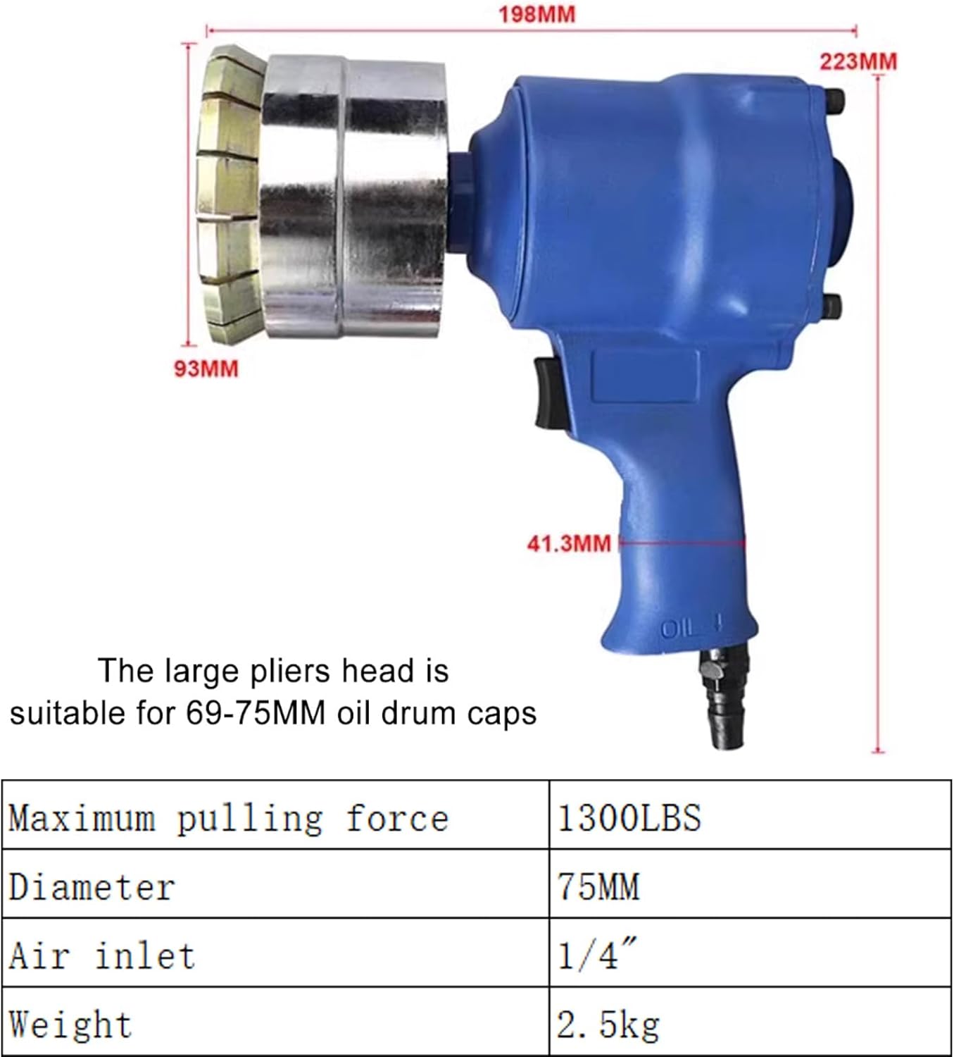 200L Air-Driven Crimping Tool for 53 Gallon Oil Drums - Manual Pressure Cap Sealer with 30mm & 75mm Attachments for 35mm & 70mm Barrel Sealing