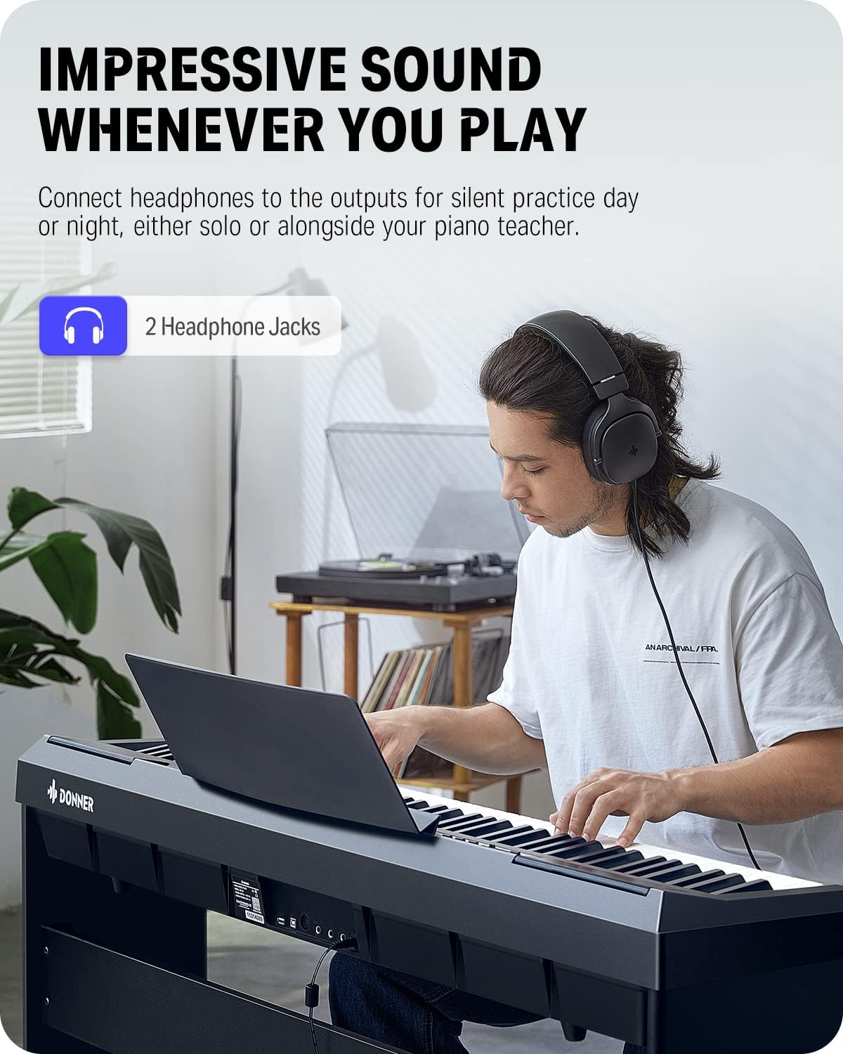 Donner DEP-20 Beginner Digital Piano+Donner Adjustable Piano Bench-Solid Wood Keyboard Bench