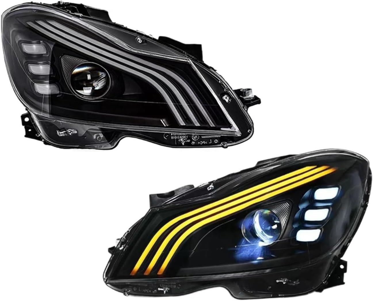 Car Lights Compatible For Benz C Class W204 2011-2014 Style LED Auto Headlamp Assembly Projector Lens Accessories Kit(2 PCS,Xenon)