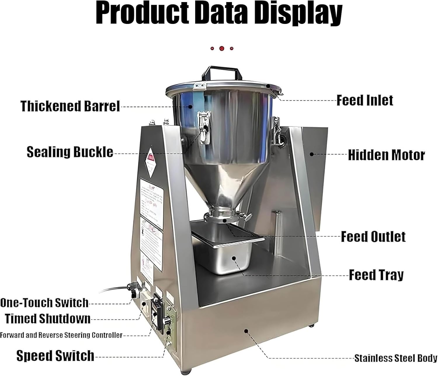 Lab Dry Powder Mixer Mixing Machine Particle Blender, Electric Stainless Powder Blender, 360° Forward and Reverse Rotation, Lab Dry Powder Drum Mixer for Food Ch-emical Medical(40L)