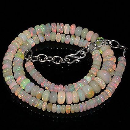 Natural Ethiopian Welo Fire Opal Rondelle Beads SIZE: 5 MM TO 10 MM NECKLACE LENGTH: 17