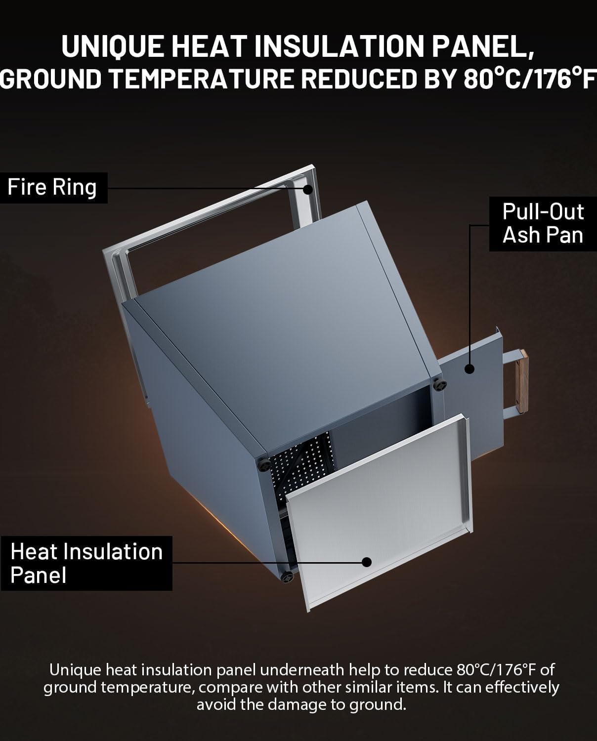 Smokeless Fire Pit, Portable Outdoor Firepits 35 inch, Carry Handle for Backyard Patio Camping Bonfire, Stainless Steel,Cyberpit One, Ideal for 6+ People, Blue
