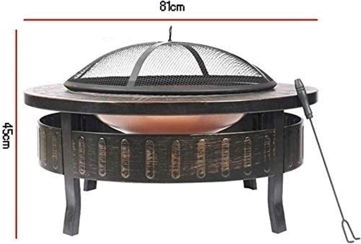 Fire Pits Outdoor Wood Burning Fire Pits Outdoor Metal Firepit Round Table Backyard Patio Garden Stove Wood Burning Fire Pit with Spark Screen with Cover BBQ Cooking for Outside Camping Backyar