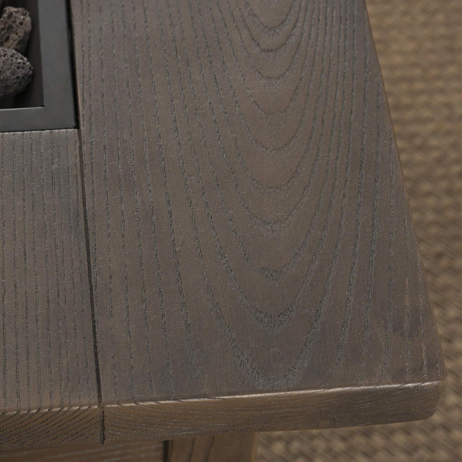 Christopher Knight Home Ellington Outdoor Square Gas Fire Pit, Brown With Wood Pattern