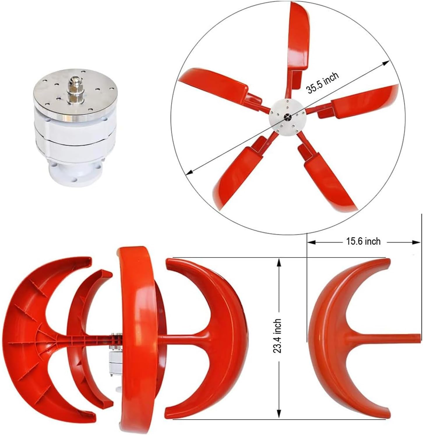 5 Blades Minitype Lantern Wind Turbine Generator, Vertical Wind Turbine Kit, Wind Turbine Generator with Controller, for Home Outdoor Streetlight Highways Boats,300w12v