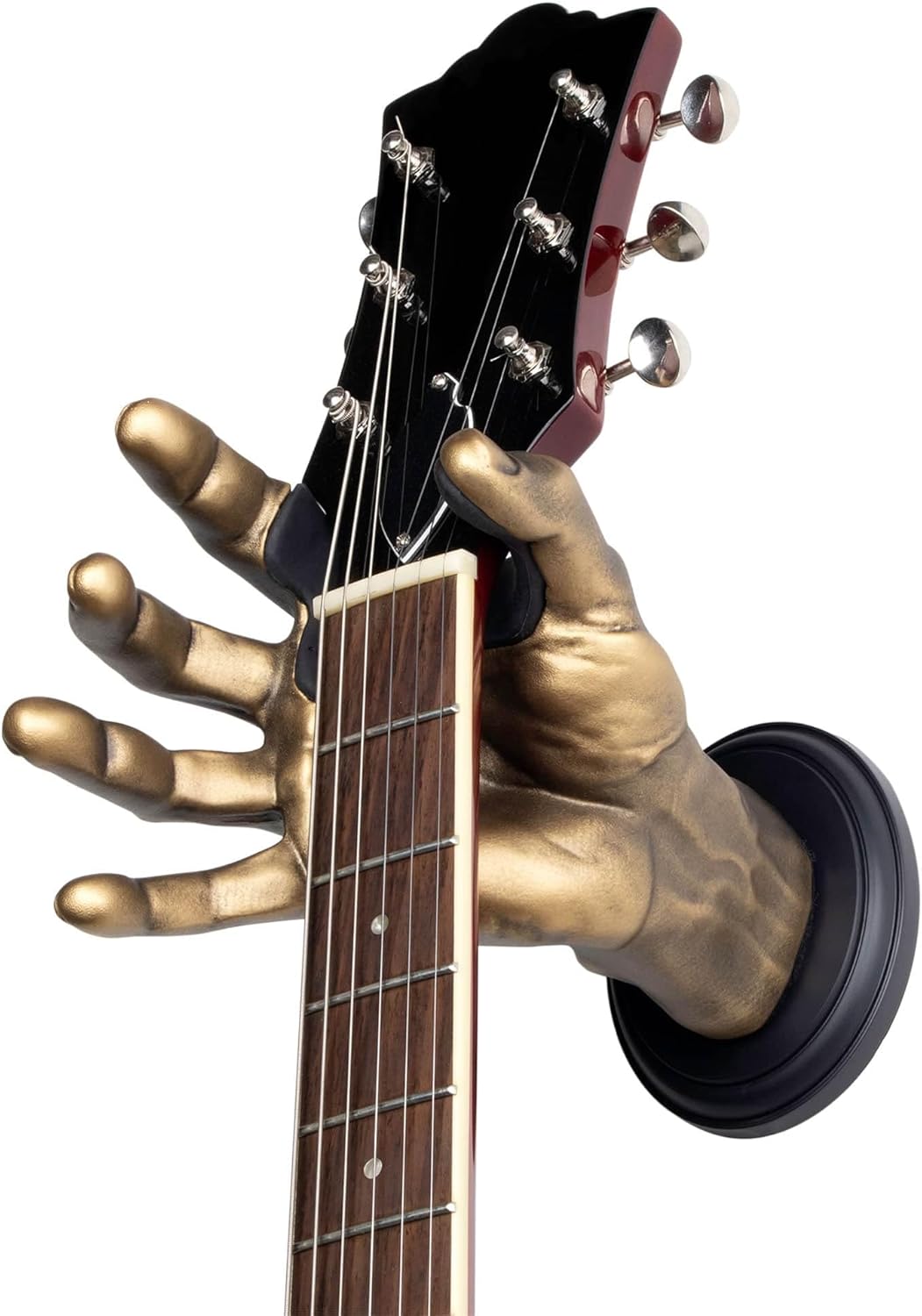 GUITARGRIP Hand Shaped Guitar Hanger for Electric, Bass, Banjo, Ukelele - Artisan Guitar Wall Mount - Durable Guitar Hooks for Wall Male Model, Gold Antique Finish, Right Grip