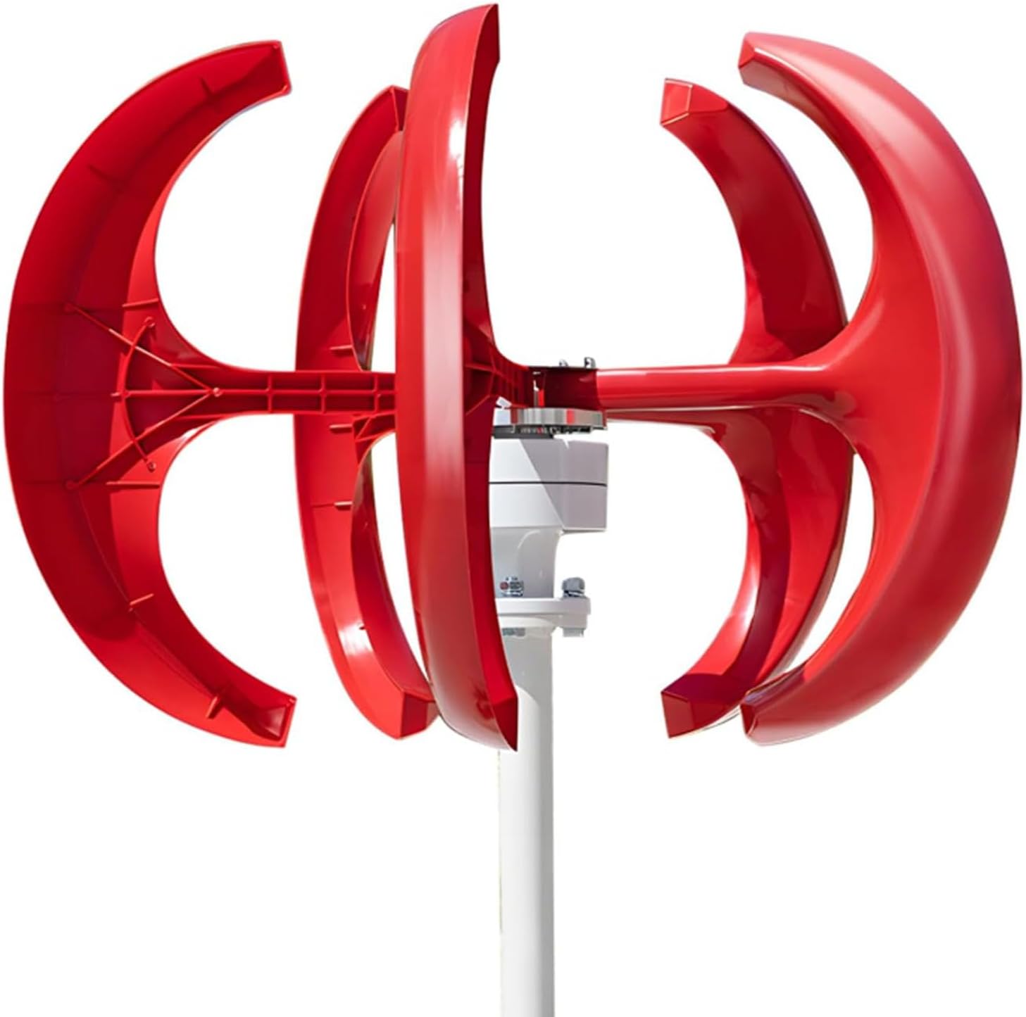 5-Blade Wind Turbine Generator Set, 3000W Household Hybrid car Street Light Wind Vertical axis Generator Set, 12v 24v 48v 220v electromagnetic Generator Equipment red