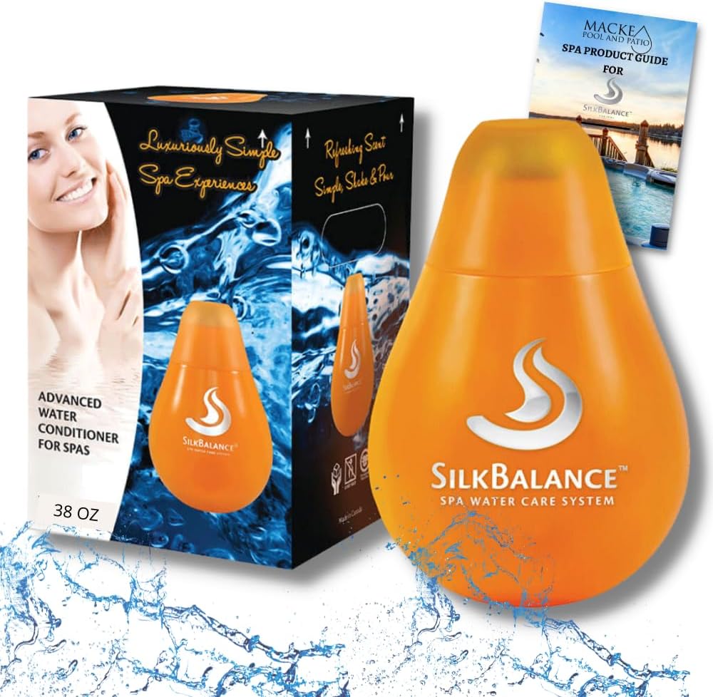 Macke Pool & Patio Silk Balance hot tub solution 76oz or 38oz, Oil-Absorbing Sponge for Spas, Natural Treatment to Keep pH Alkalinity Balanced Tubs, Spa, SILKBALANCE Water Care (38oz)