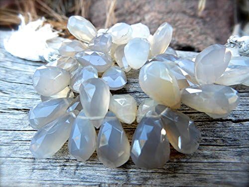 13 inch natural beads strand of 13x8mm faceted teardrop pearl chalcedony gemstone briolletes beads for DIY jewelry - necklace, bracelet, earring, ring.