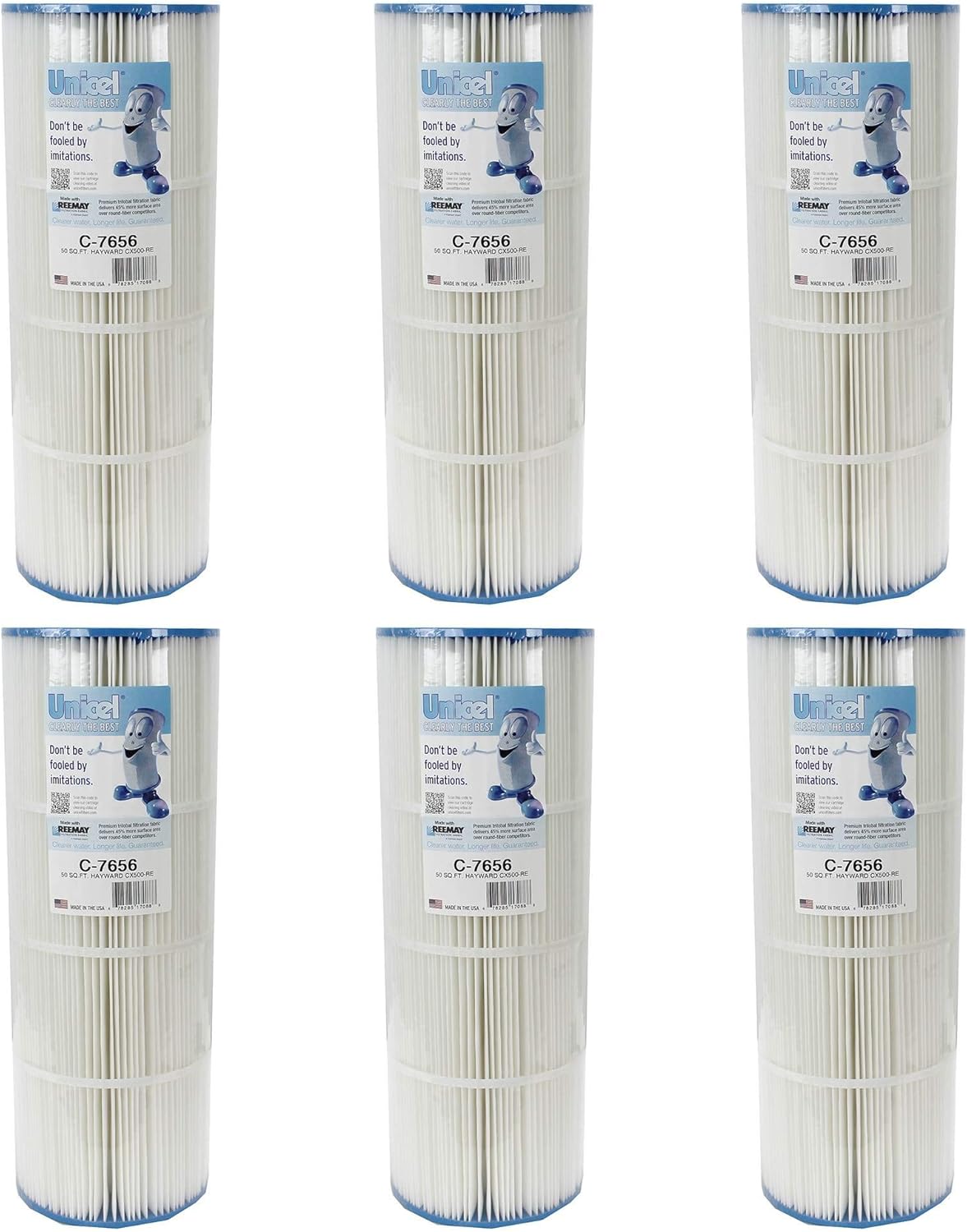 Unicel C-7656 50 Square Foot Media Replacement Pool Hot Tub Spa Filter Cartridge with 108 Pleats (6 Pack)