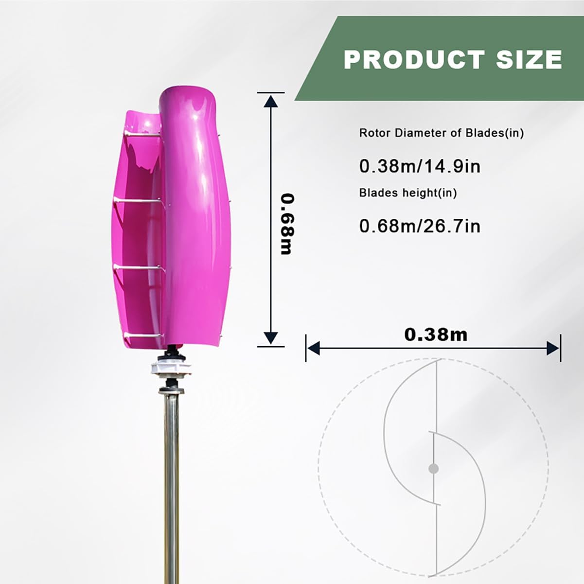 200W Wind Turbine Magnetic Suspension Vertical Axis Suitable for Highway Scenic Area Street Lighting Forest Fire Monitoring,Purple