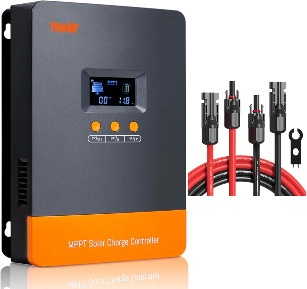 Temank MPPT 80A Solar Charge Controller 12V/24V/48V Auto Max.PV Input 150V, Support up to 12 Parallel Connection & 50 Feet Solar Cable