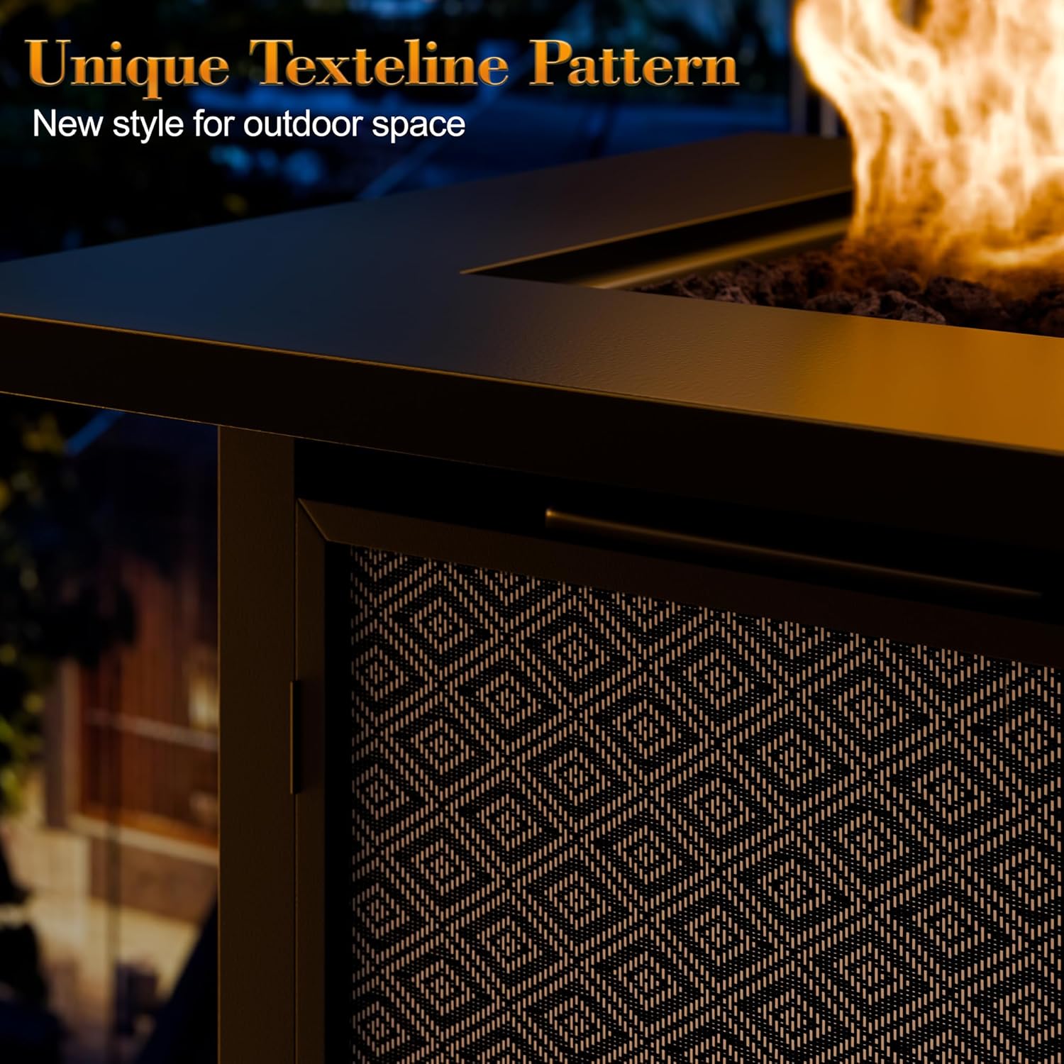 JAMFLY Propane Fire Pit Table Outdoor 28 Inch, Patio Gas Fire Pits 50,000 BTU with Lava Rocks, Waterproof Cover and Lid for Outside, Dark Gray