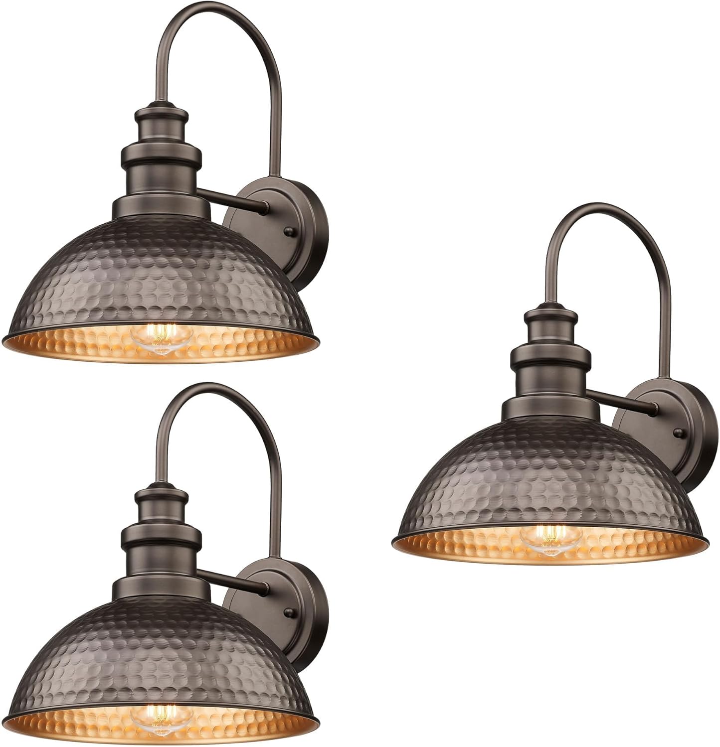 Outdoor Barn Lights, Farmhouse Exterior Wall Mount Lighting, Anti-Rust Waterproof Industrial Outside Wall Sconces for House Porch Patio Garage Yard, fit with E26 Socket(Oil-Rubbed Bronze, 3 Pack)