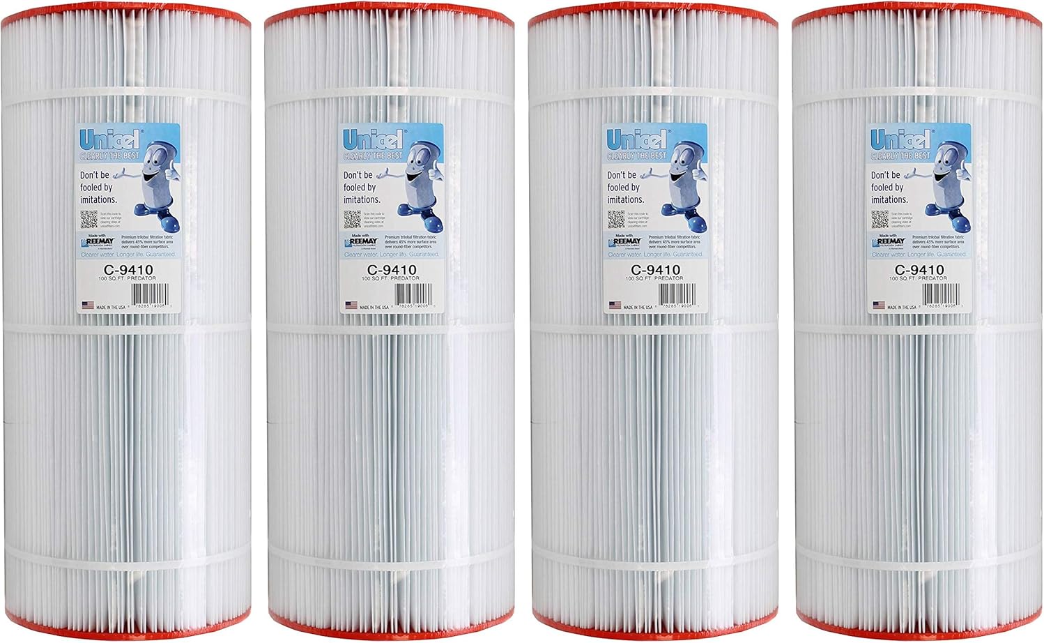 Unicel C-9410 100 Square Foot Media Replacement Pool Filter Cartridge with 155 Pleats, Compatible with Pentair, American, Pac Fab, & Sta-Rite (4 Pack)