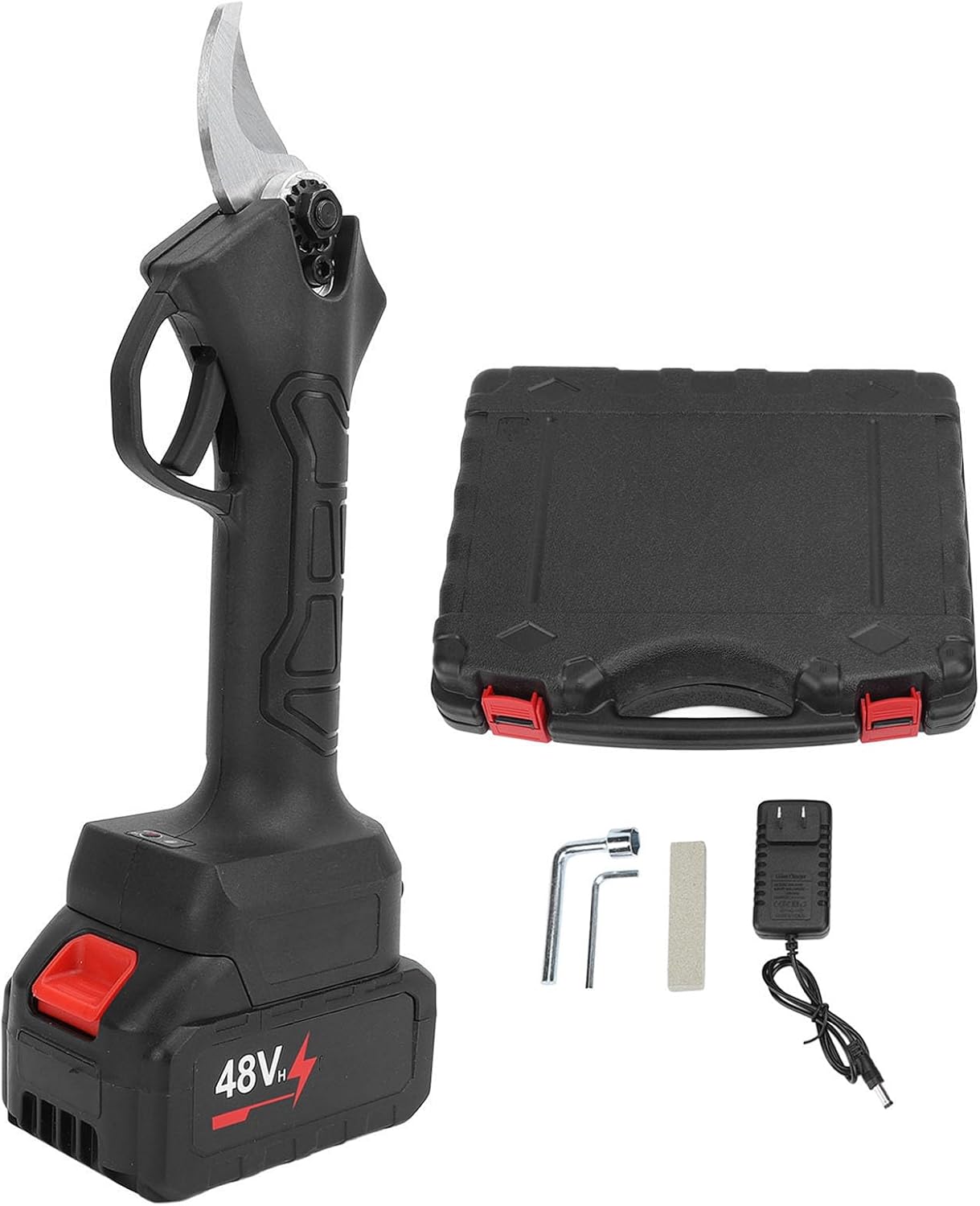 Electric Pruning Shears, SK5 Steel Blade, 48V Lithium Battery Powered Cordless Electric Pruner for Gardens, Parks, Farms, Orchards, Greenhouses