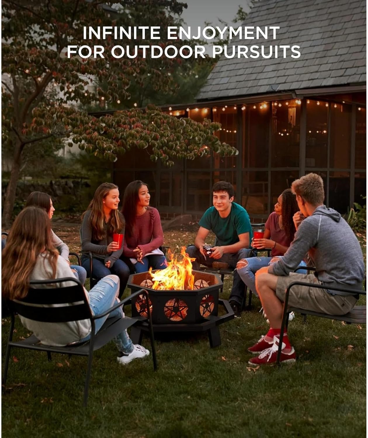 43 Inch Fire Pit, Outdoor Fire Pits with Cooking Grill, Wood Burning Fire Pits for Outside