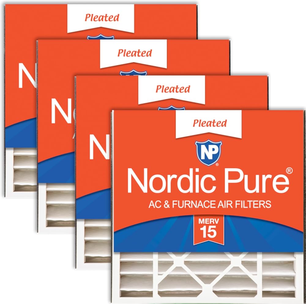 Nordic Pure 20x20x5 (Actual Size: 19 11/16 x 20 11/16 x 4 15/16) Air Bear Replacement 266649-103 MERV 15 Air Filter 4 Pack