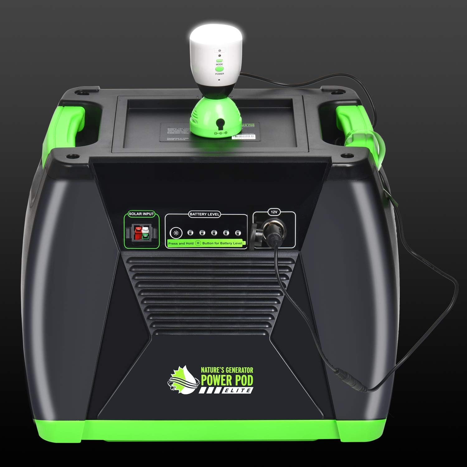 Nature's Generator Power Pod Elite-AGM Sealed Lead Acid in 100Ah with 12V DC Port and 35in Expansion Cable to Extend Nature's Generator Elite's Using Time HKNGPDEL