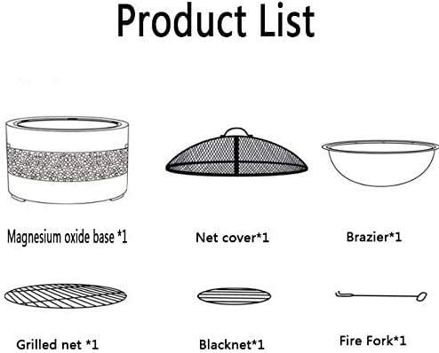 Garden Fire Pit Portable Grill Barbecue Rack Fire Pit Tables for Patio, Fire Pit Bowl, with Heat-Resistant Coating, BBQ Net, for Outdoor Camping Patio for Camping Backyard B (black A)