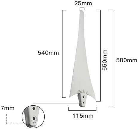 3-Pack Nylon Fiber Wind Turbine Blades 550mm-800mm, Replacement Parts for Horizontal Axis Small Wind Generators, Ideal for Efficient Wind Power Solutions (600mm)