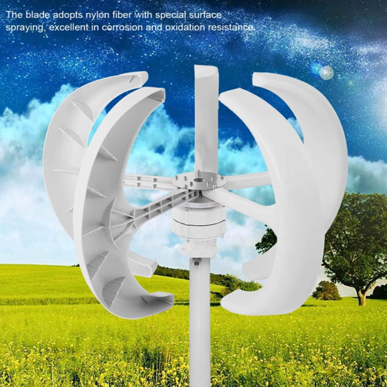 Wind Turbine Generator, 24V 12000W 5-Blade Vertical Wind Turbine Generator Set, Low Wind Speed Start Wind Turbine Generator with Controller, Suitable for Home and Camping