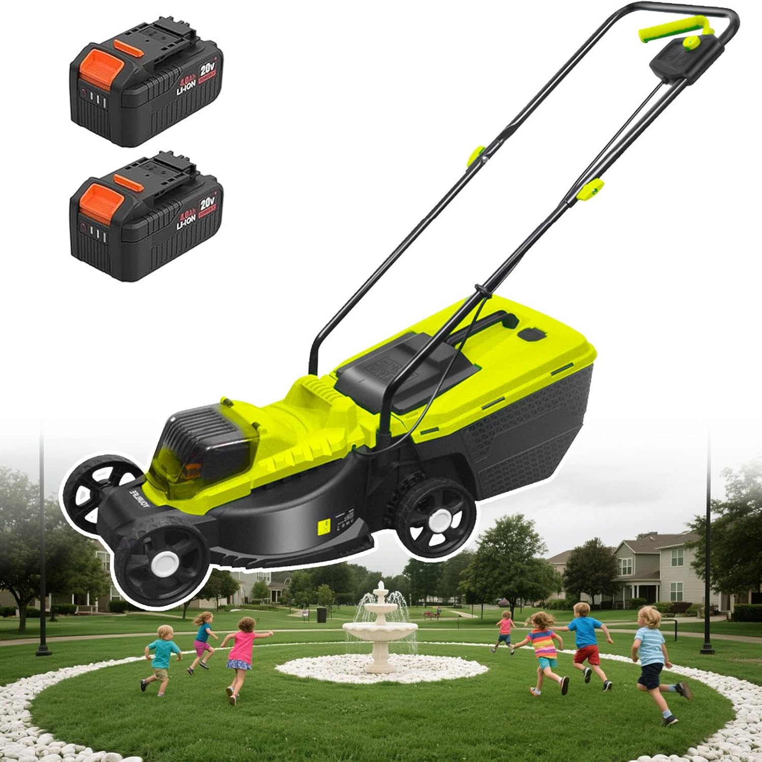 40V Cordless Lawn Dethatcher, Self Propelled Electric Lawn Mower with 13-inch Manganese Steel Blade & Lithium Battery*2/4, 3 Heights Adjustment, 16.5LBS Light Weight, for Garden, Yard, Farm,Battery*2