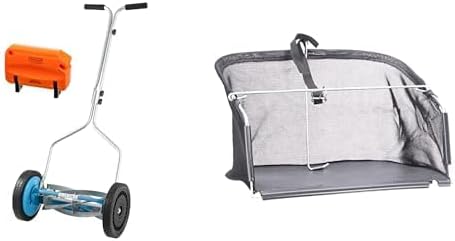 American Lawn Mower Company 14-Inch 5-Blade Push Reel Lawn Mower with Sharpener and Grass Catcher Bundle