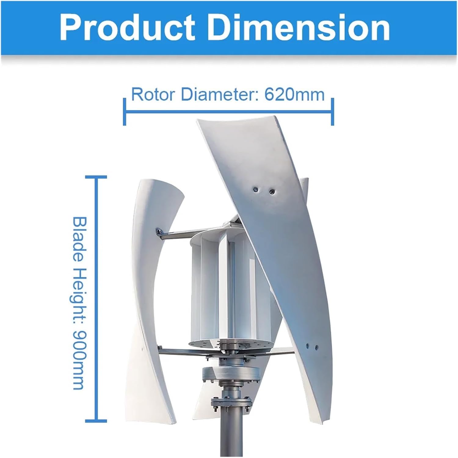 5000W Windmill Vertical Axis Residential Wind Turbine 24V 48V Wind Power Generator Electric Generator with MPPT Charger Low Starting Speed for Home(with Hybrid Charger,12V)