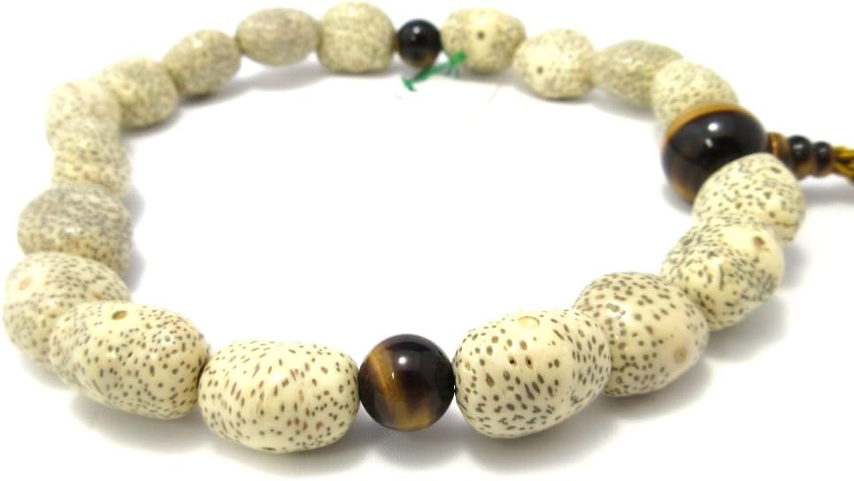 Bodhi Tree Wood & Tiger Eye Japanese Juzu Buddhist Prayer Beads Handemade in Kyoto Japan JUA14