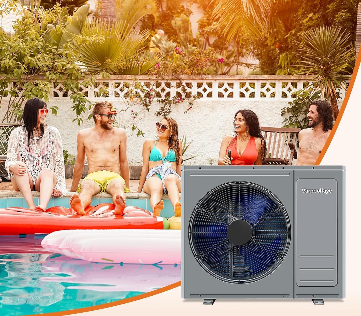 35100 BTU Pool Heater for Above Ground Pool,10000 Gallons Electric Pool Heater for Inground Pool,WiFi Control,Heating and Cooling Pool Heat Pump 220V 60HZ