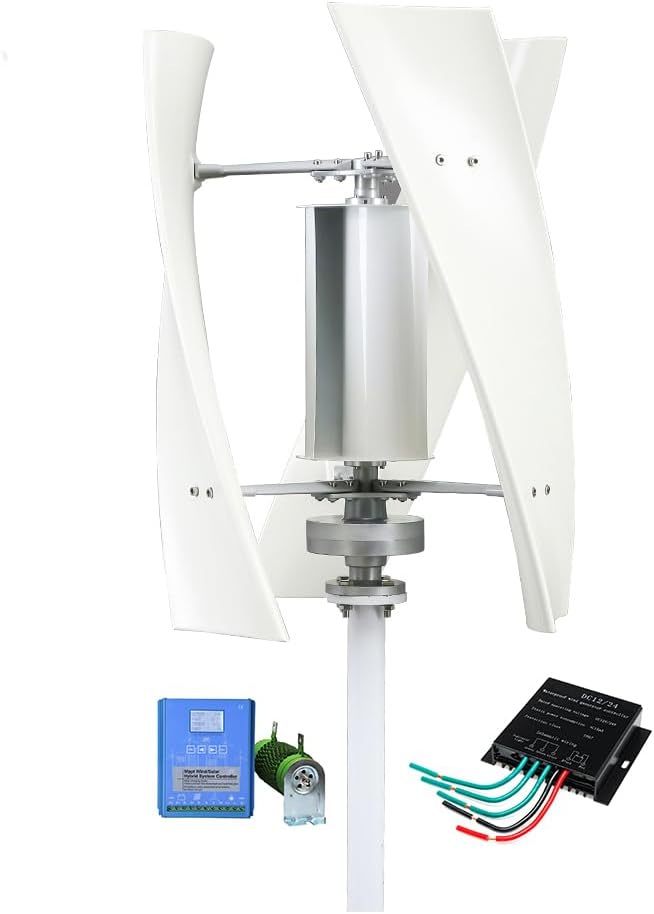 4000W Vertical Axis Wind Power Turbine Generator, Low RPM 12V 24V 48V Wind Turbines Generator Vertical Windmill with MPPT Controller for Home Farm