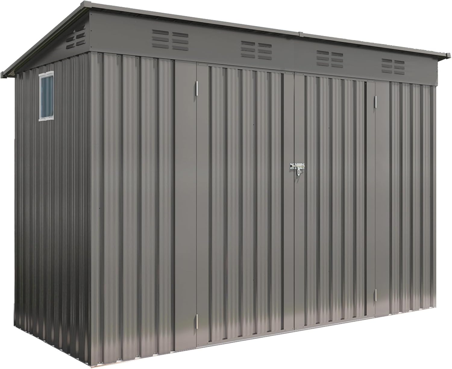 4 x 9 FT Outdoor Storage Shed, Metal Garden Shed Tool House with Sloping Roof for Backyard, Garden, Patio, Garage, Lawn(Gray)