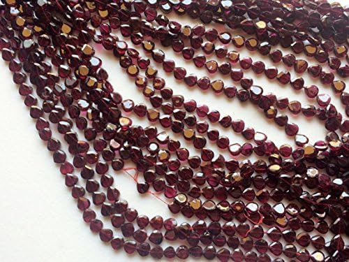 1 Strand Natural Garnet Faceted Fancy Heart Beads, Straight Drilled Natural Garnet Necklace, 6.5mm 8