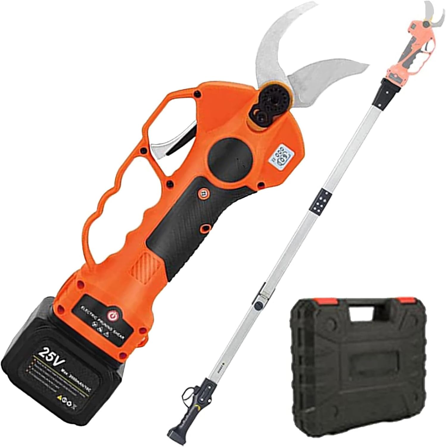 Cordless Pruning Shears Electric Pruning Shears Tree Branch Pruner Lithium Battery Powered,with High Reach Extension Pole/LCD Display Screen,for Garden and High Branch Pruning,Withextensionrod