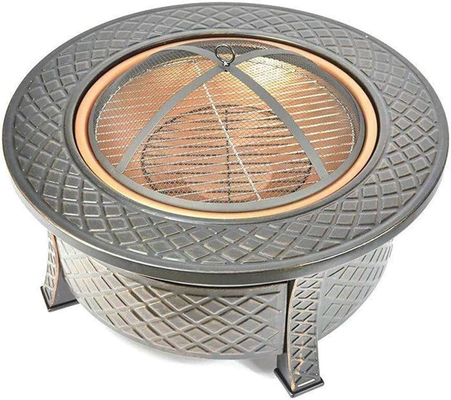 Fire Pits Outdoor Wood Burning Outdoor Fire Pit, Steel Portable Wood Burning Fire Pit with Flame Design with Cover BBQ Cooking for Outside Camping Backyar