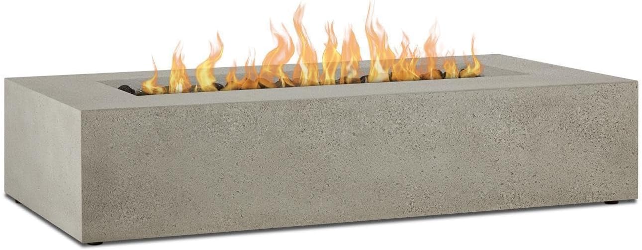 BBQGuys Signature La Valle 56-Inch Rectangle Propane Fire Table - Flint - 1590LP-FLNT
