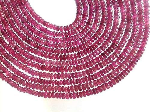 13 inch natural beads strand of 3-4mm faceted round pink tourmaline gemstone beads for DIY jewelry - necklace, bracelet, earring, ring.