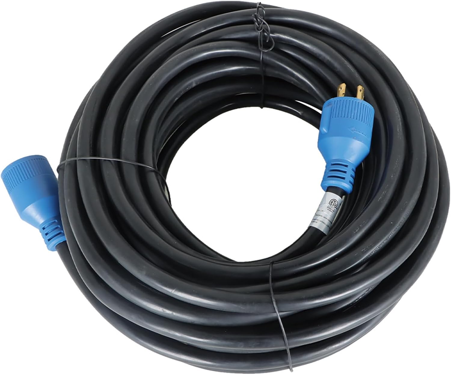 labwork 75FT 30Amp Generator Extension Cable Blue Connector Black Wire Power Input Box L14-30P to L14-30R