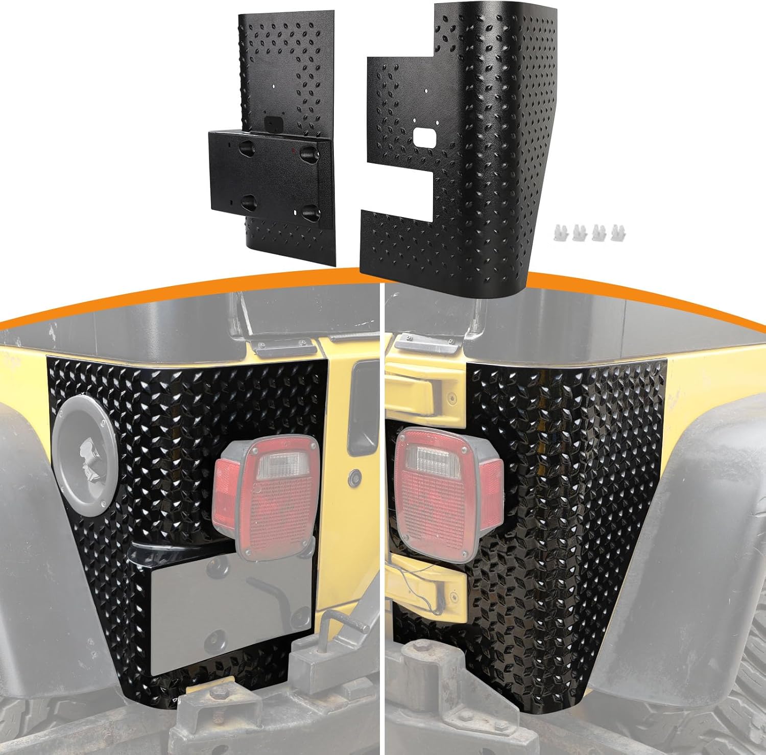 RT-TCZ for Jeep TJ Body Armor Rear Corner Guards Quarter Panel for Jeep Wrangler TJ 1997-2006 Black Exterior Accessories 2pcs