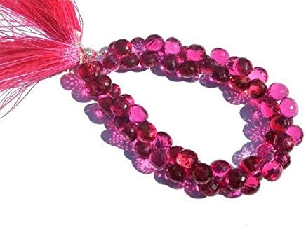 13 inch natural beads strand of 8-9mm faceted onion rubelite pink quartz gemstone briolletes beads for DIY jewelry - necklace, bracelet, earring, ring.