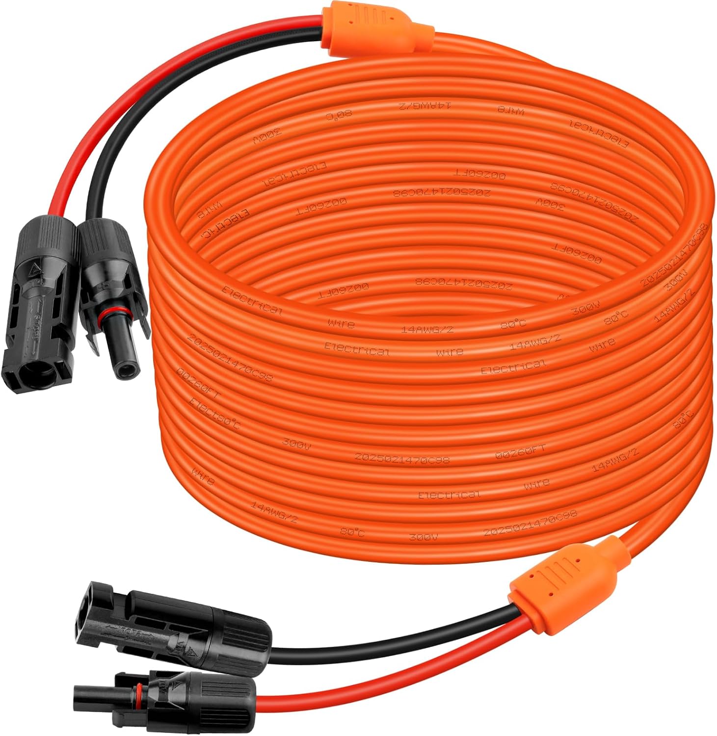 XRDS -RF Solar Extension Cable 100FT, 14AWG Tinned Copper with Solar Panel Connectors, 10AWG Red & Black Branch Wires, Heavy Duty Outdoor Power Cord for RV, Inverter, Generator, Off-Grid System