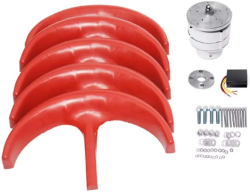 Red 9000W 5 Blades Vertical Axi Wind Turbines Generator Lantern 12V 24V Motor Kit Electromagnetic for Home Streetlight Use,12v