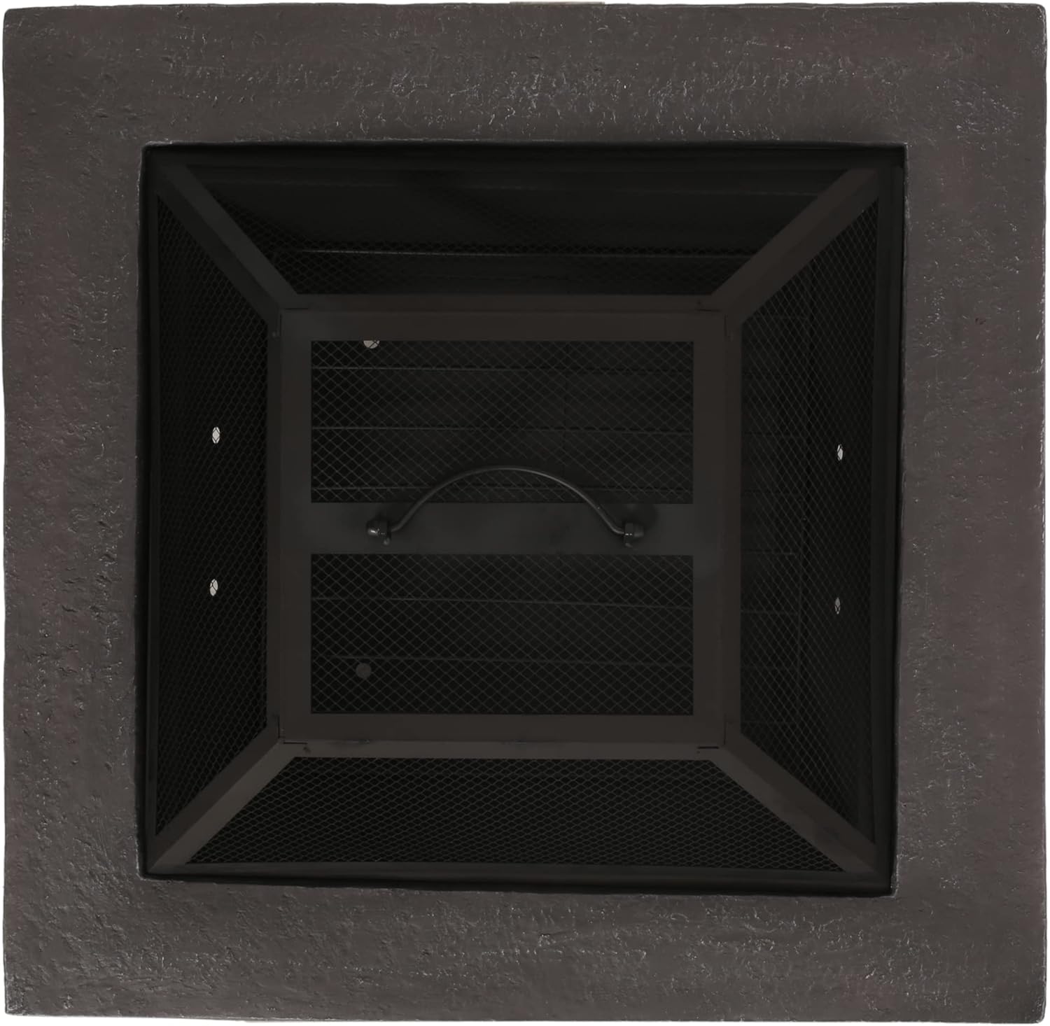 29 Inch Fire Pits for Outside Wood Burning, MGO Square Firepits for Outside, Wood Burning Fire Pit for Camping, Garden, Backyard, Bonfire Party, Stone Gray